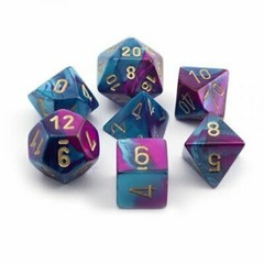 Gemini: Mini-Polyhedral Purple-Teal/gold 7-Die Set (CHX 20649)